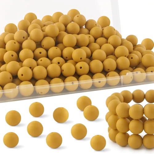 Vista 25 de 160Pcs 12mm de abalorios de silicona para hacer llaveros, pulseras, collares, abalorios redondos de silicona a granel para bolígrafos (negro)