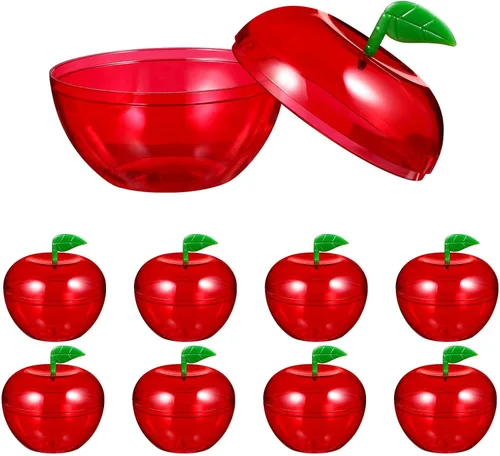 VOSAREA 12pcs rojo envase plástico manzanas en forma de cajas de dulces adornos decorativos rellenables para fiesta, boda, decoración de Navidad