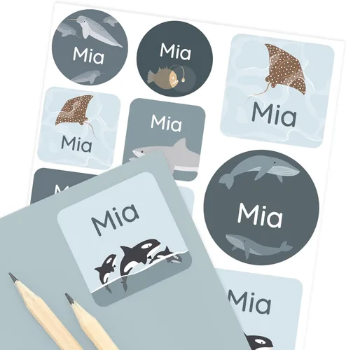 Vista 17 de Etiquetas de nombre para niños (33) – Calcomanías personalizadas para guardería, campamento y escuela – Calcomanías duraderas e impermeables