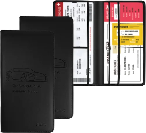 Portador de Tarjeta de Registro e Seguro de Automóvil - Cartera Estuche Organizador de Documentos y Papeles de Automóvil de Cuero para Guantera de