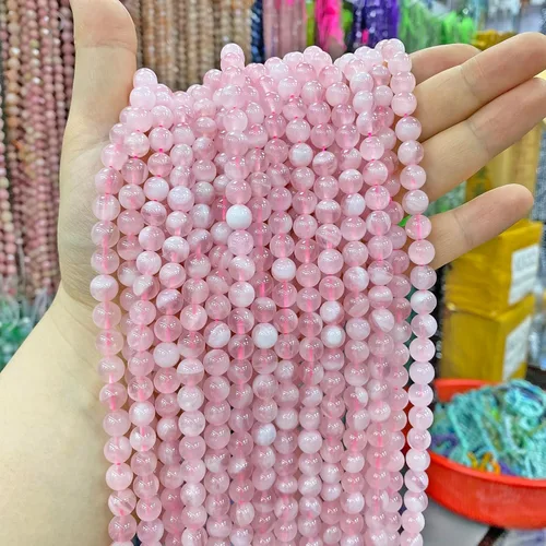 Vista 80 de 4MM 86 piezas Cuentas sueltas de piedra natural de amazonita calcedonia para hacer joyería DIY Pulsera Collar 1 hebra