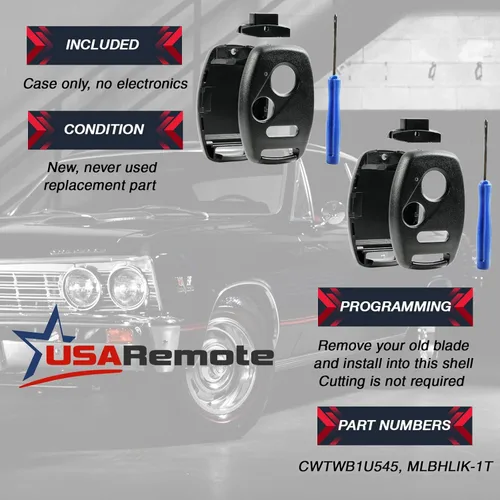 Vista 3 de No se requiere corte - Carcasa y almohadilla para control remoto de entrada sin llave de 2 llaveros compatible con Honda Accord / Civic / CR-V/ Fit