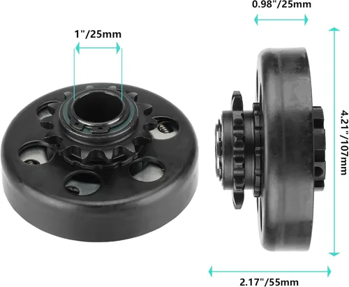 Vista 2 de Embrague de Go Kart con orificio de 1 pulgada 14T con cadena #40/41/420 de 3 pies, embrague centrífugo apto para minimoto/motocicletas mini