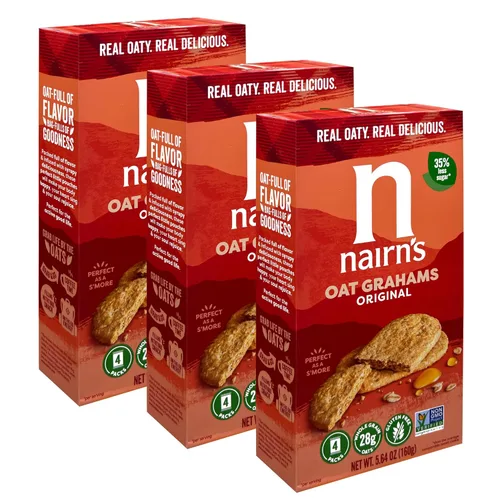 Vista 10 de Nairn's Grahams de avena con chispas de chocolate sin gluten, saludable, sabroso y seguro para celíacos. Bocadillo perfecto para llevar. Alto