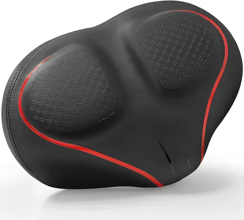 Vista 10 de Xmifer Asiento de bicicleta de gran tamaño, cómodo sillín de bicicleta, diseño de ranura media, espuma viscoelástica de 2.95 pulgadas de grosor