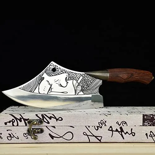 Vista 7 de Longquan - Cuchillo de cuchilla, cuchillo de cocina forjado a mano puro Longquan, cuchillo retro para cuchillos de chef afilados, cuchillos