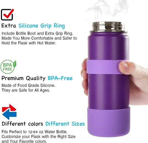 Vista 7 de Greant Protector de botella flexible y 6 popotes de repuesto compatibles con botellas de agua de boca ancha Hydro Flask de 32 a 40 onzas
