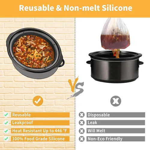 Vista 5 de FROVEN Forro de silicona para olla de cocción lenta Crockpot de 4 cuartos de galón, compatible con olla de cocción lenta, Hamilton Beach