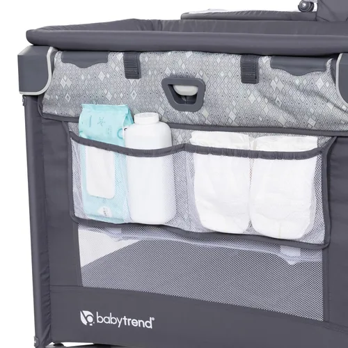Vista 4 de Baby Trend Nursery Den Playard con Snooze Pod y cambiador abatible, salvia diamante