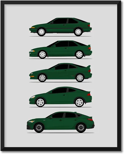 Vista 14 de Custom Car Posters Handmade Poster compatible with Acura Integra Evolution Generations and Print of Acura Integra - Multi, 8x10 Metallic Print