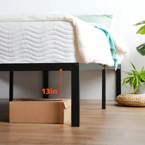Vista 3 de PrimaSleep Base de cama antideslizante de listones de acero resistente de 14 pulgadas, base de cama de plataforma de fácil montaje, base de colchón