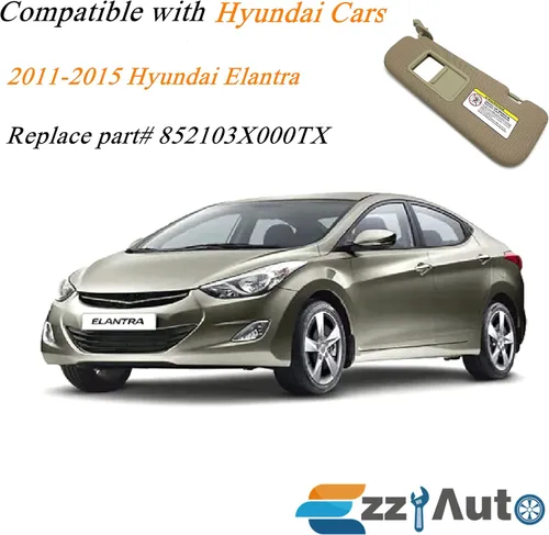 Vista 2 de Ezzy Auto Visera parasol beige para lado izquierdo del conductor compatible con Hyundai Elantra 2011 2012 2013 2014 2015 852103X000TX