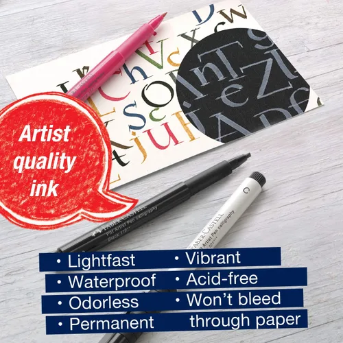 Vista 3 de Faber-Castell Calligraphy Pitt Artist Pen Set - Juego de bolígrafos de caligrafía multicolor (6 unidades)