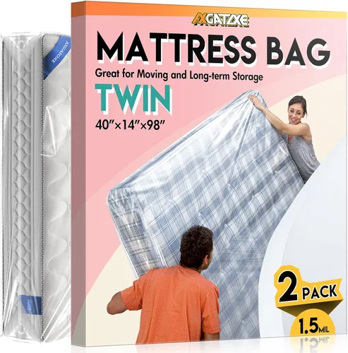 Vista 11 de Bolsa de plástico para colchón para mudanza y almacenamiento, funda impermeable para colchón, protector de colchón para suministros de mudanza