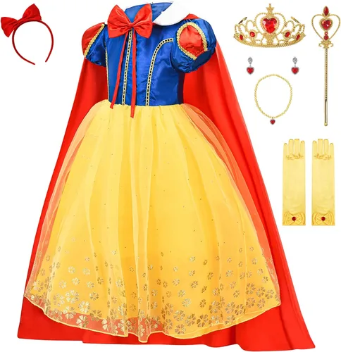 Avady Girls Princess Costume for Snow White Birthday Party Halloween Christmas Dress Up Red