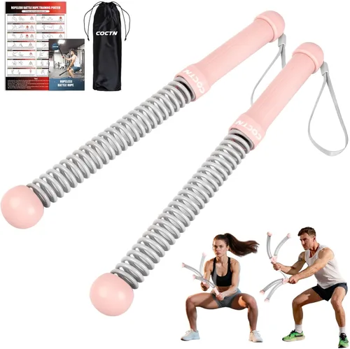 Vista 10 de Cuerdas de batalla sin cuerda pesadas, cuerdas de batalla inalámbricas portátiles resistentes para gimnasio en casa con póster, cuerda de ejercicio