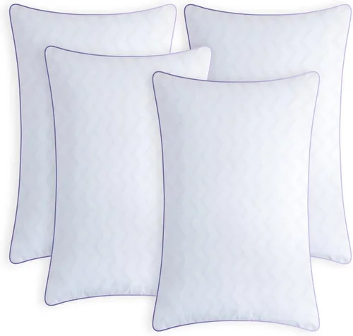 Vista 7 de MOLCLCUY Juego de 2 almohadas de cama de tamaño estándar, almohada de la colección de hotel para dormir de lado y de espalda, relleno de microfibra