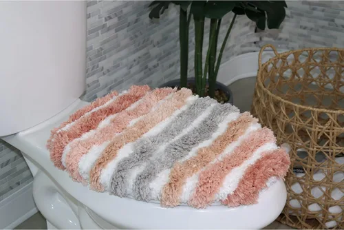 Funda de microfibra suave para tapa de inodoro, lavable a máquina, 18 x 18 pulgadas, parte trasera de goma, se adapta a la mayoría de tapas