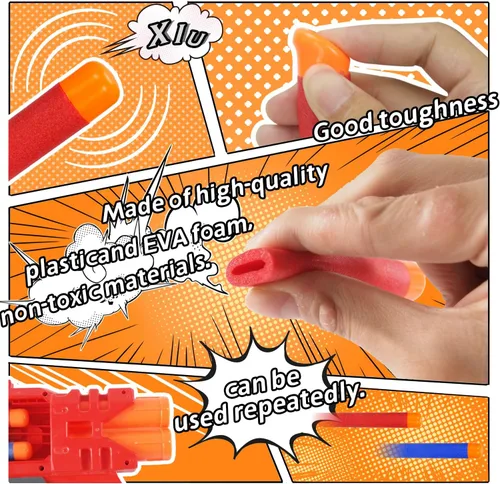 Vista 4 de EKIND Dardos de espuma de 3.7 in compatibles con Nerf Elite Mega Series 36-Dart Refill Pack (rojo)
