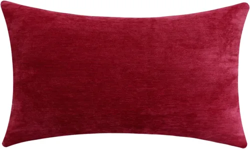 Vista 56 de Jeneoo - Fundas de almohada decorativas rojas brillantes de chenilla suave, fundas de cojín cómodas y sólidas para sofá de sala de estar