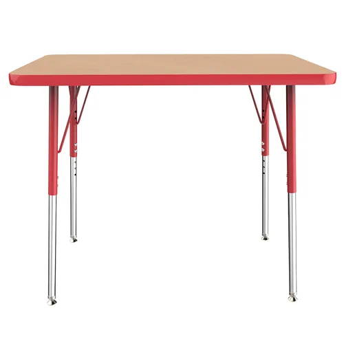 Vista 104 de FDP - Mesa rectangular para actividades escolares y de oficina (24 x 36 pulgadas), patas estándar con deslizadores giratorios, altura ajustable