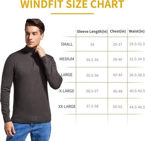 Vista 7 de Suéter de cuello alto de manga larga con cremallera de un cuarto para hombre