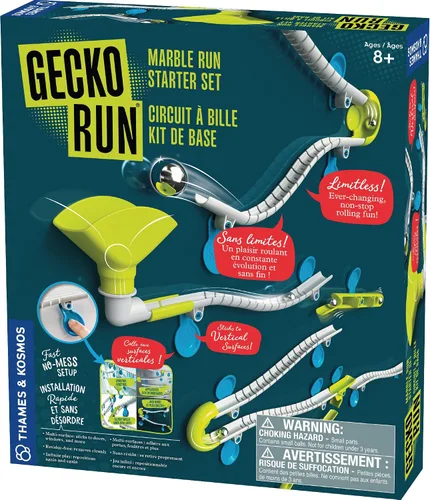 Gecko Run Marble Run - Juego de iniciación por Thames & Kosmos, ganador del juguete del año, 63 piezas verticales de canicas, pistas flexibles