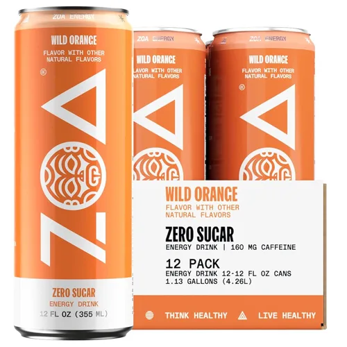 Vista 17 de ZOA Zero Sugar Energy Drinks - Tropical Punch Fórmula energética saludable con cafeína natural, vitamina C diaria, vitaminas B esenciales, sin