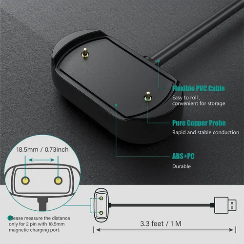 Vista 4 de TUSITA Cables de cargador para reloj inteligente compatibles con Amazfit GTR 4, GTR 3, GTR 3 Pro, GTS 3, GTS 4, T-Rex 2 (1M, 2 unidades)