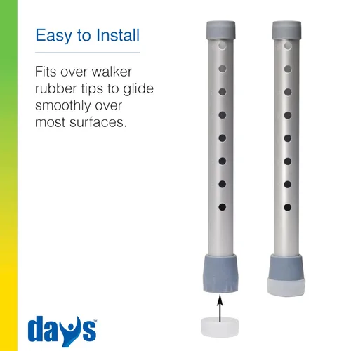 Vista 4 de Days Walker Glide - Tapas para deslizar, paquete de 4, puntas para caminantes Days para ayudar a caminar suavemente en superficies interiores