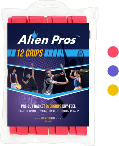 Vista 16 de Alien Pros - Cinta de agarre para raqueta de tenis (6, 12 o 60 agarres), agarre de tenis precortado y con sensación seca, cinta de agarre para blanco