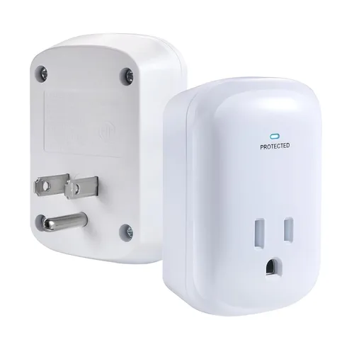 Vista 8 de Enchufe protector de sobretensión, adaptador de enchufe de pared con luz indicadora, 1 tomacorriente, 2200 julios/15A/1875W, blanco, paquete de 2