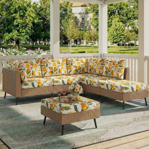 Vista 34 de hyha Fundas de cojín de sofá estampadas, fundas de sofá florales lavables para sofás con 2 cojines, fundas de cojín de patrón elástico para muebles