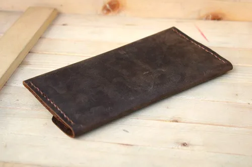 Vista 3 de Handmade High Quality Retro Leather Multi-function Envelope Mobile Phone Card Holder Wallet