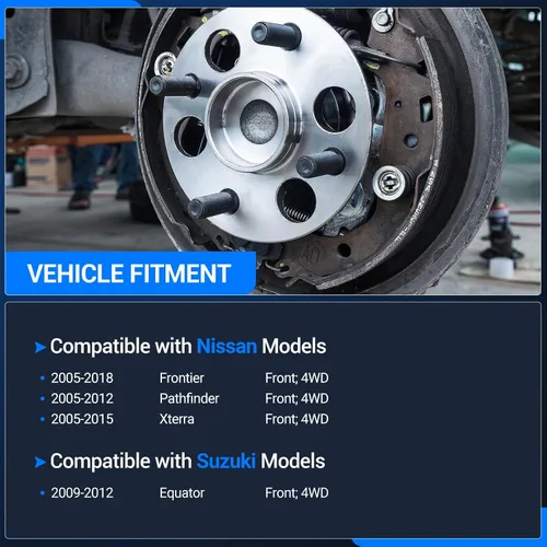 Vista 2 de Autoround 515065 Conjunto de rodamiento de rueda delantera 4WD y buje compatible con Nissan Frontier 2005-2018 Pathfinder 2005-2012 Xterra