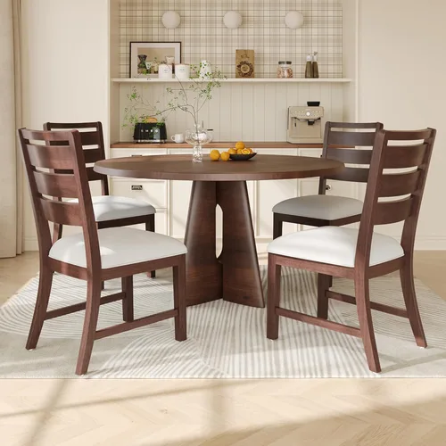 Vista 12 de COLAMY SERA - Juego de 2 sillas de comedor de madera maciza con cojín tapizado de tela, silla de cocina estilo granja, silla moderna de dos tonos