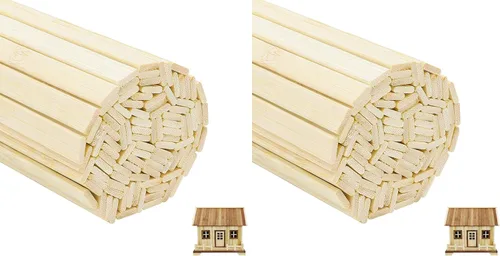 Vista 6 de 50 tiras de madera fina de bambú natural de 15.5 pulgadas de largo, palitos de balsa para manualidades, tablón de bambú para casa, aviones, barco