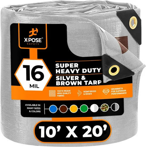 Vista 40 de Xpose Safety - Lona protectora de polietileno de 4 x 20 pies, 16 mil o 0.4mm de grosor, resistente y reforzada para evitar desgarros, resistente a