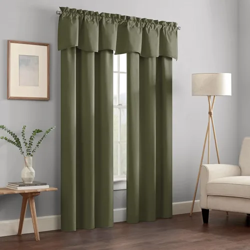 Vista 2 de Eclipse Kendall - Cortina de ventana con cenefa festoneada moderna con bolsillo para barra para cocina o baño, 42 x 18 pulgadas, alcachofa