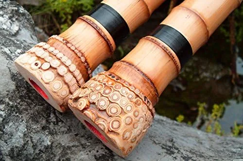 Vista 4 de OrientalMusicSanctuary "Bambú dorado" Nanxiao de 8 agujeros - Flauta china Shakuhachi Xiao