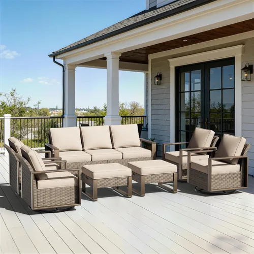 Vista 92 de Sofá de Mimbre Metálico para Patio de 75", Sofá Sillón de Ratán para Exteriores de 3 Asientos para Todo Tipo de Clima con Cojines Premium