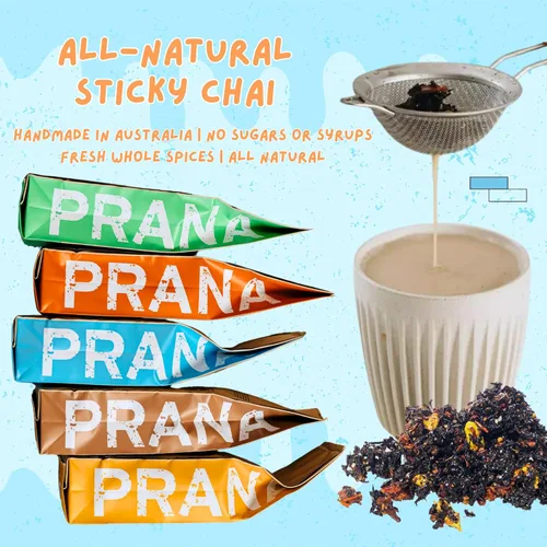 Vista 10 de Prana Chai Muestra de 3 sabores - Masala Original Chai, mezcla de cúrcuma, menta