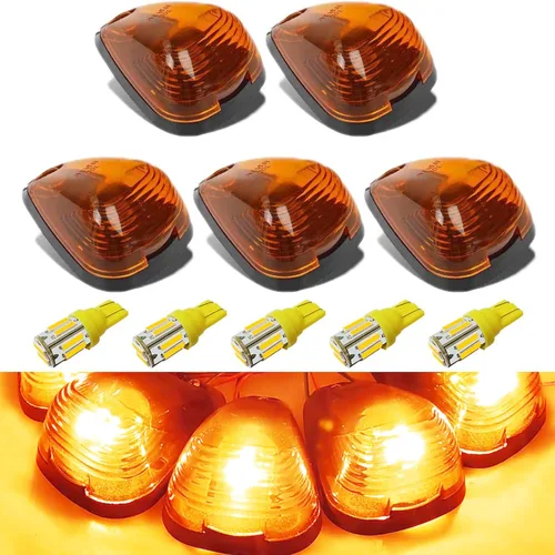 5 luces de techo de cabina ámbar con 5 luces LED ámbar T10 compatibles con Ford E150 E250 E350 E450 F150 F250 F350 F450 F550 Super Duty con luz de