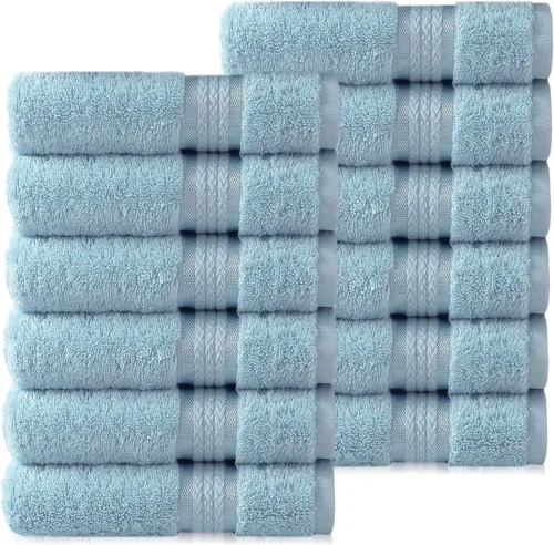 Vista 17 de Juego de de toallas supersuaves de algodón de 21 oz, con banda de rayón, cuidado fácil con lavado a máquina, ideal para uso diario