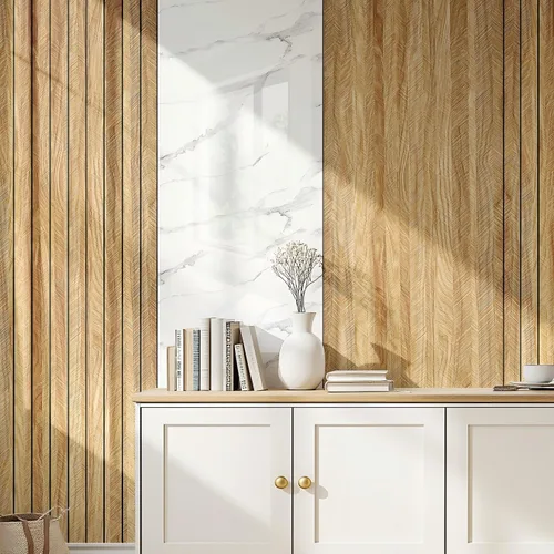 Vista 3 de Chejiaye Panel de pared 3D de grano de madera para despegar y pegar, 15.75 x 118 pulgadas, adhesivo de pared autoadhesivo insonorizado, papel Chapa