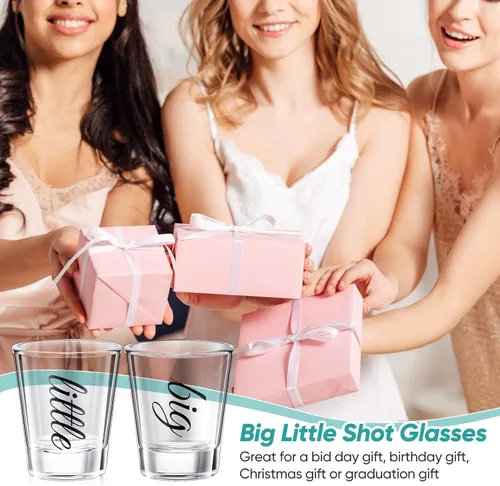Vista 6 de Lounsweer 2 Piezas Vasos de Chupito de Hermandad Grande Pequeña con Base Gruesa Regalos de Hermandad Grande Pequeña 2 oz Vasos de Chupito de Tequila