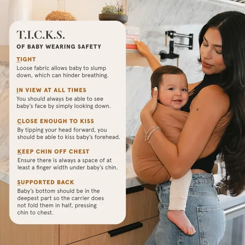 Vista 5 de WildBird - Portabebés de Anilla - 0-36 Meses (hasta 35 libras) - Estándar (74") Anillo Willow y Dorado - Transporte Frontal, en Cadera o Espalda