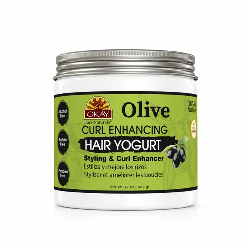 Yogur para el cabello para mejorar los rizos de oliva para peinar y realzar los rizos para suavemente, brillante, sin encrespamiento, rizos fuertes