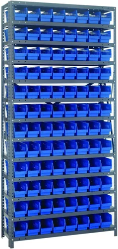 Vista 272 de Quantum QSBU-245BK Heavy Duty Shelving Unit with (7) Shelves and (24) QUS245 Black Bins for Garage Warehouse Storage Distribution 400 lb Load