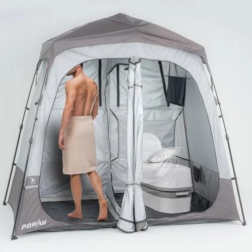 Vista 27 de Porayhut Camping Shower Tent Deluxe Changing Room Easy Set Up Privacy Shelter,Large Toilet Tent with Floor Drain Design for Beach, Camping,Hiking